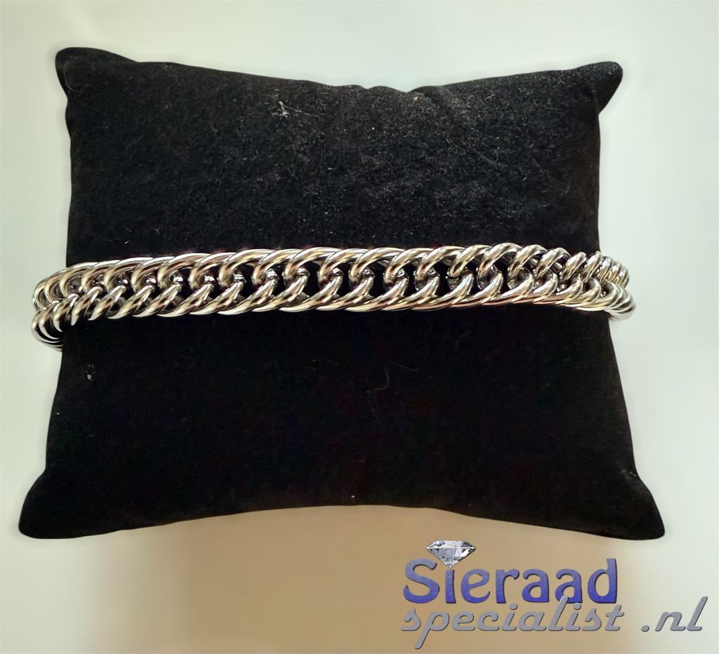 Grove roestvrijstalen herenarmband, Staal, Ophalen of Verzenden, Sieraadspecialist, Nieuw
