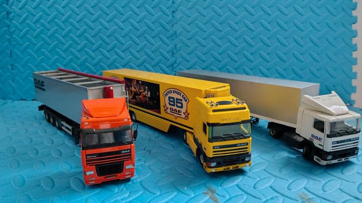 3x DAF 95 Tekno, Hobby en Vrije tijd, Modelauto's | 1:50, Zo goed als nieuw, Bus of Vrachtwagen, Tekno, Ophalen of Verzenden