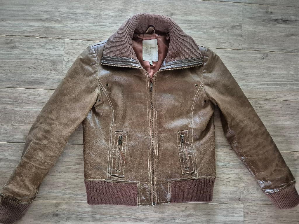 Camel kleur leren jas mt 40, Ophalen of Verzenden, Zo goed als nieuw, Maat 38/40 (M), Bruin