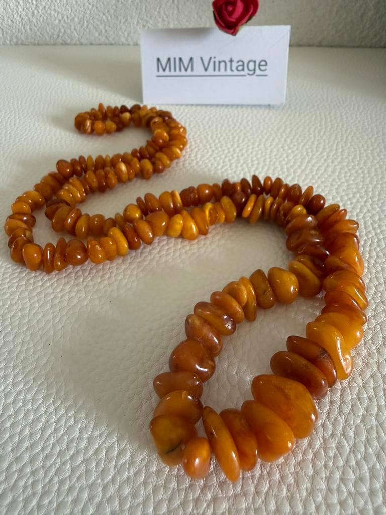 R225/Vintage Natuurlijke Butterscotsch BARNSTEEN ketting, Sieraden, Tassen en Uiterlijk, Kettingen, Gebruikt, Verzenden, Geel