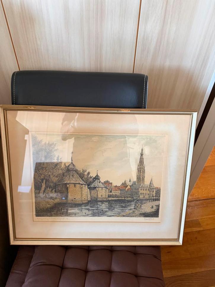 Originele ets 'Spanjaardsgat Breda' - Kunsthandel H.A. Jas, Antiek en Kunst, Kunst | Etsen en Gravures, Ophalen of Verzenden