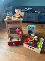 Houten speelgoedkeuken + accessoires & speelgoed wasmachine, Ophalen of Verzenden, Zo goed als nieuw