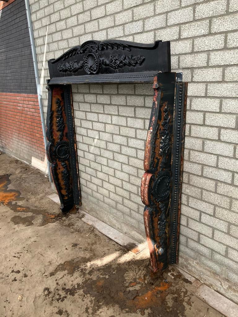 Antieke Gietijzeren Schouw - 165x190 cm, Ophalen of Verzenden, Gebruikt, Vrijstaande haard, Overige soorten