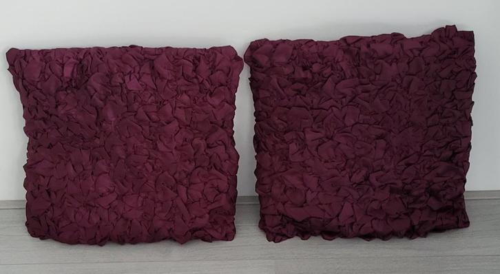 2 luxe sierkussens (45cm x 45cm x 4cm), Huis en Inrichting, Woonaccessoires | Kussens, Zo goed als nieuw, Paars, Vierkant, Verzenden