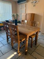 Eiken Eethoek: Tafel + 4 Stoelen (Massief Hout), Ophalen, Gebruikt, 100 tot 150 cm, Eikenhout