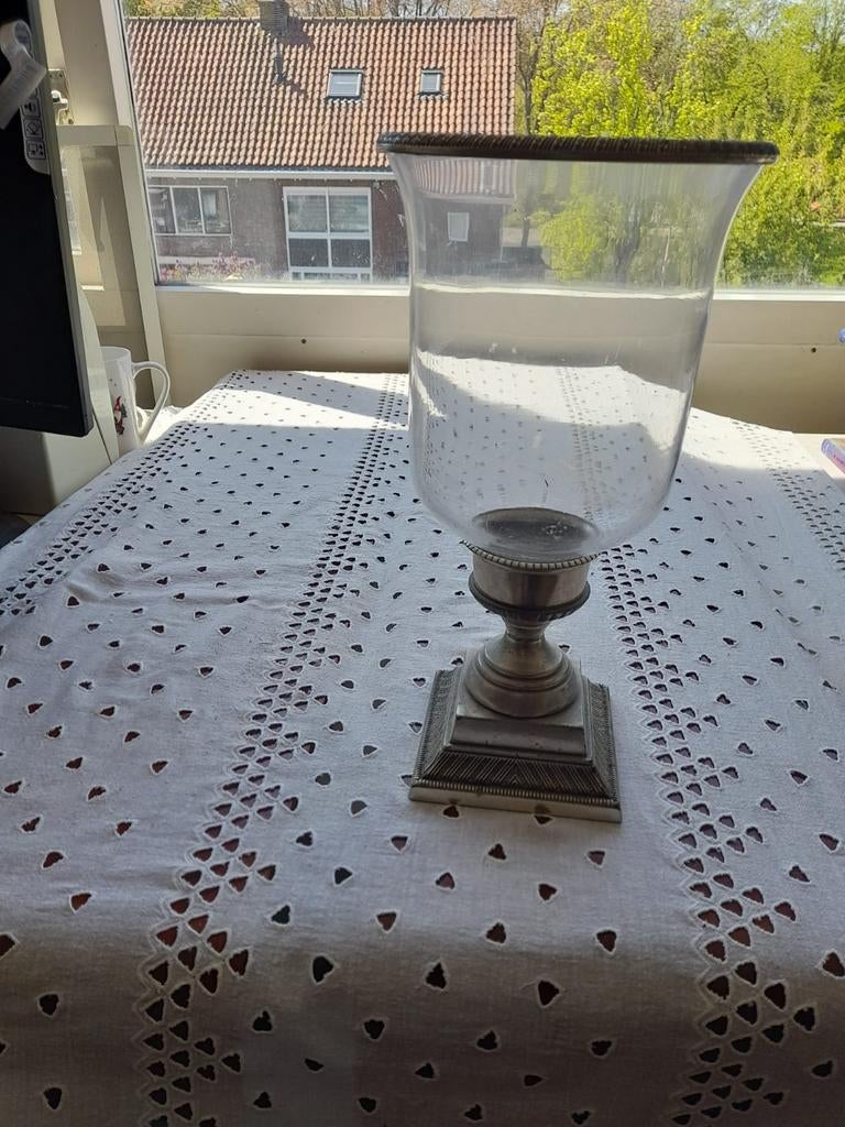 Elegant Windlicht - Glas en Metaal, Gebruikt, Ophalen of Verzenden, Klassiek, Glas