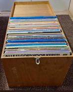 Houten platenkist met 99 vinylplaten, Ophalen, Gebruikt, 12 inch