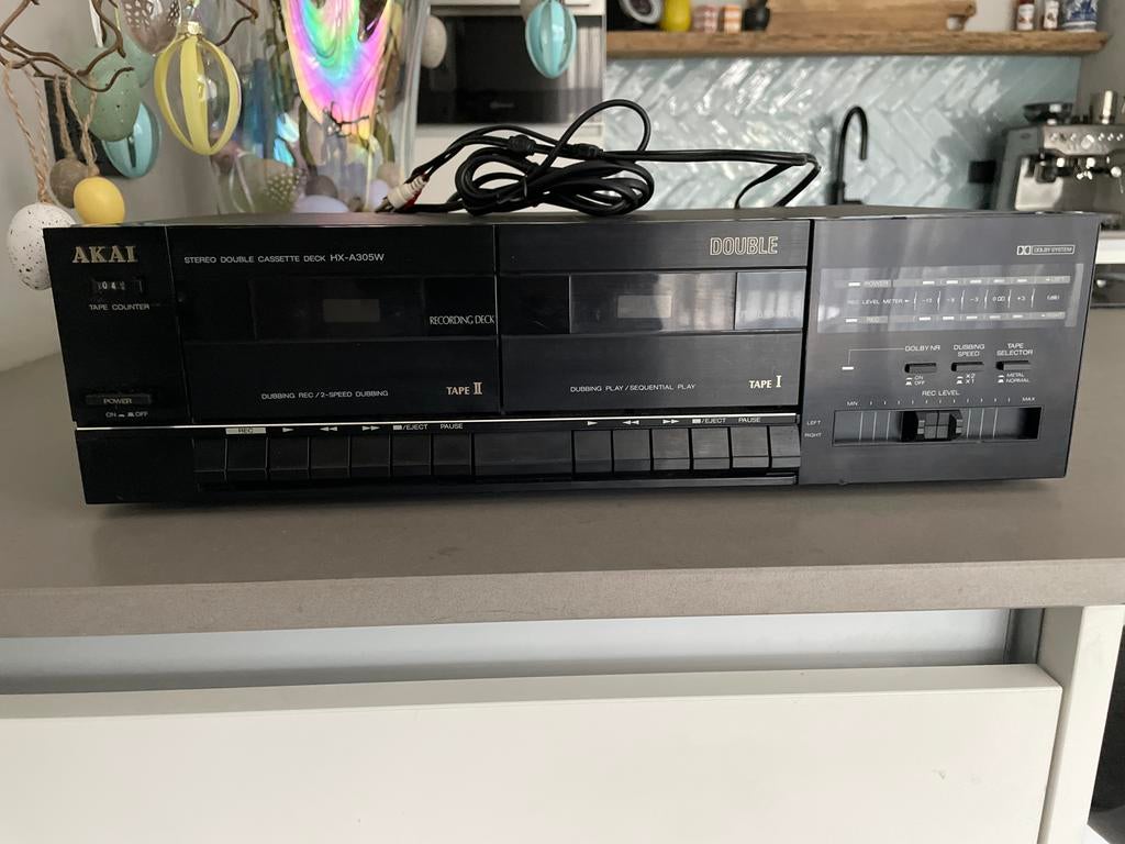 Akai HX-A305W Stereo Dubbel Cassettedeck, Audio, Tv en Foto, Cassettedecks, Ophalen of Verzenden, Dubbel, Akai, High speed dubbing