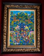 Kleurrijk schilderij  Balinese of Indonesische kunst, Antiek en Kunst, Kunst | Niet-Westerse kunst, Ophalen of Verzenden