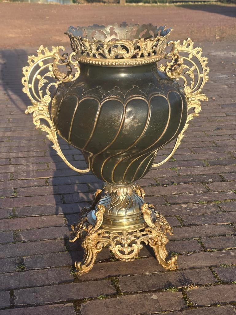 Antieke Franse Amfoor/Cassolette met Verguld Brons, 19e E., Antiek en Kunst, Antiek | Vazen, Ophalen of Verzenden