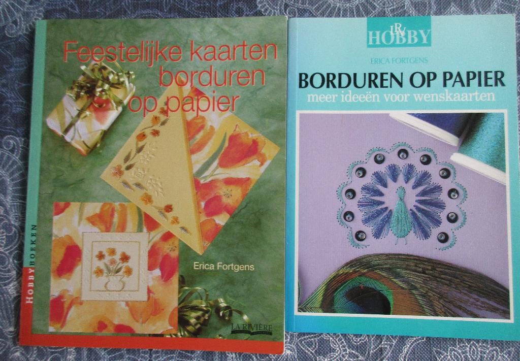 2  hobbyboekjes Borduren op Papier door Erica Fortges à 2,=, Boeken, Hobby en Vrije tijd, Zo goed als nieuw, Borduren en Naaien