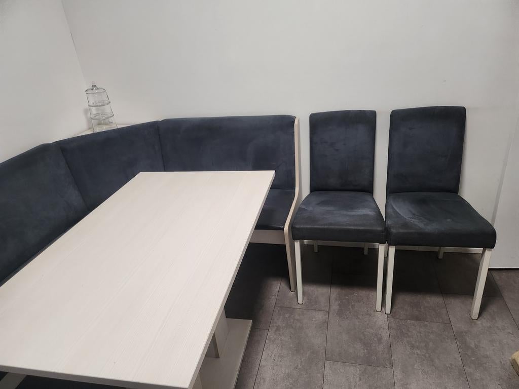 Hoekbank met salontafel en stoelen, Huis en Inrichting, Tafels | Eettafels, Ophalen of Verzenden