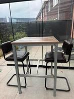 Bartafel met 2 barkrukken, Huis en Inrichting, Barkrukken, 2 krukken, Ophalen of Verzenden, Zo goed als nieuw, 60 tot 90 cm