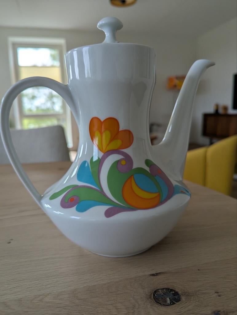 Mooie kleurrijke retro koffie/theepot van Bavaria, Ophalen of Verzenden