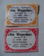 Cafetaria Koffiehuis Van WINGERDEN   RIDDERKERK, Verzenden, Zo goed als nieuw, Luciferdoosjes of -merken