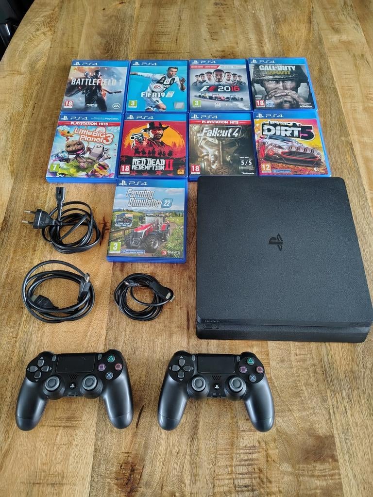 Playstation 4 slim, Spelcomputers en Games, Ophalen, Met 2 controllers, Slim, 500 GB