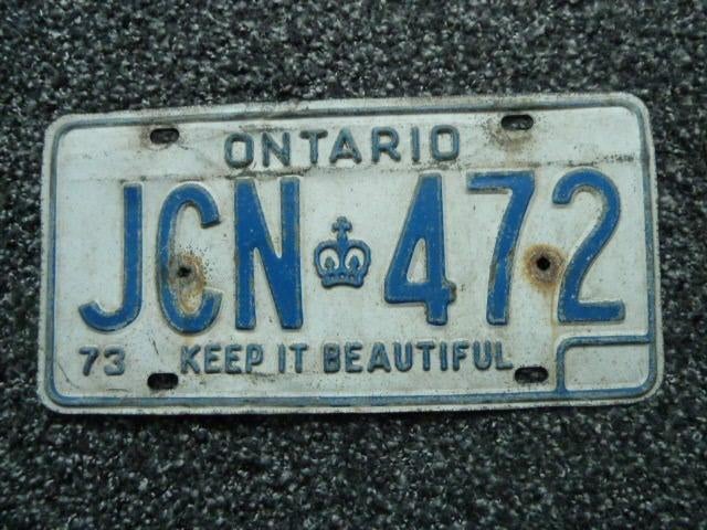 Kentekenplaat licenseplate Ontario 1973 Canada, Verzenden, Gebruikt, Auto's