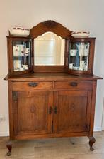 Antiek dressoir buffetkast met spiegel en vitrinekasten, Antiek en Kunst, Ophalen