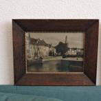 Foto brede houten retro lijst Groningen gracht kerktoren, Minder dan 50 cm, Ophalen of Verzenden, Zo goed als nieuw, Foto of Poster