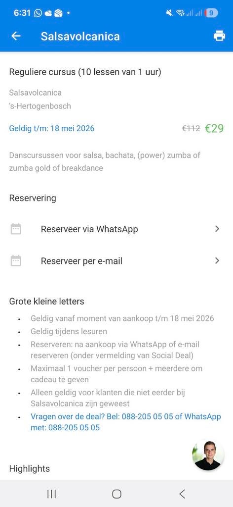 Social deal bon van dansschool Volcanica in Den Bosch., Eén persoon, Cadeaubon