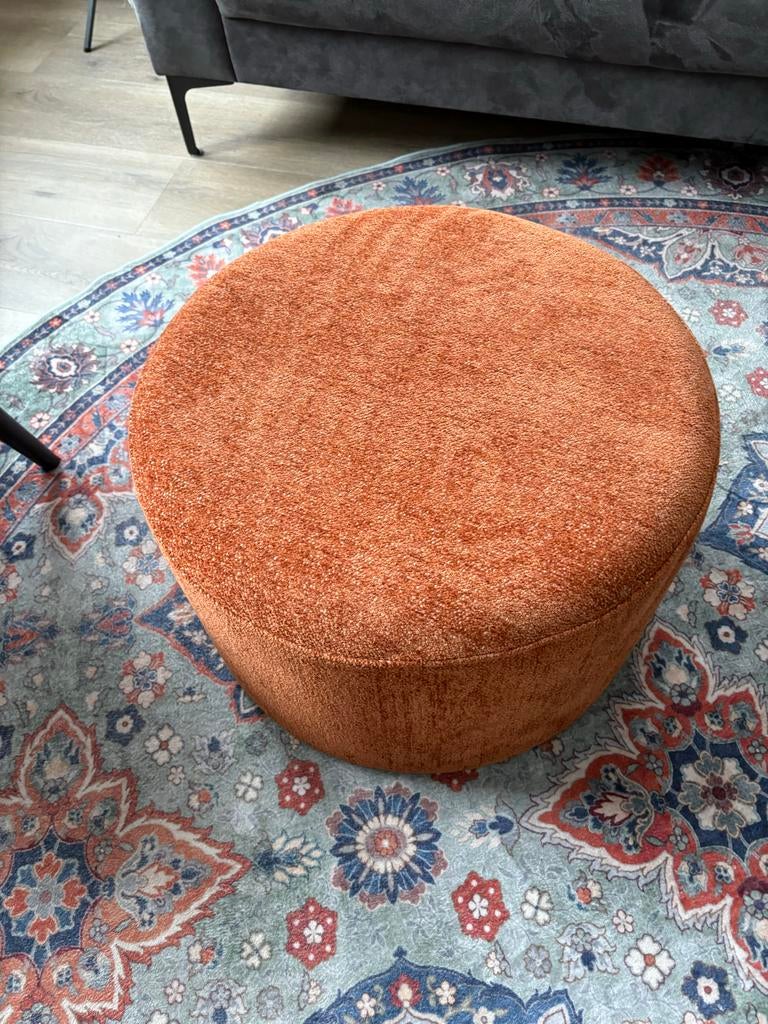 Hocker roestbruin, Ophalen, Gebruikt, Rond, Stof