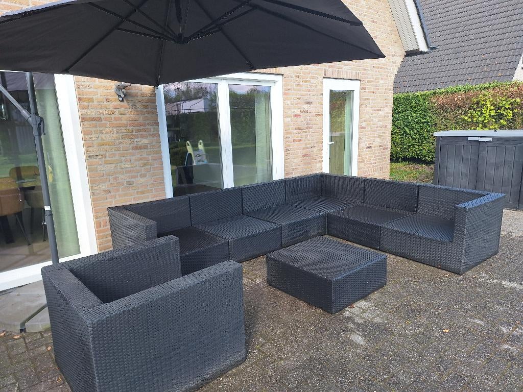 Loungeset met kussens, Tuin en Terras, Ophalen, Kunststof, Loungeset, 7 zitplaatsen