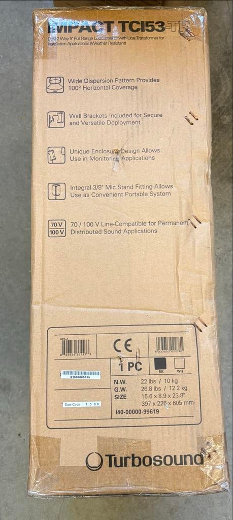 Turbosound Impact TCI53-TR luidspreker, Nieuw, 120 watt of meer, Front, Rear of Stereo speakers, Ophalen