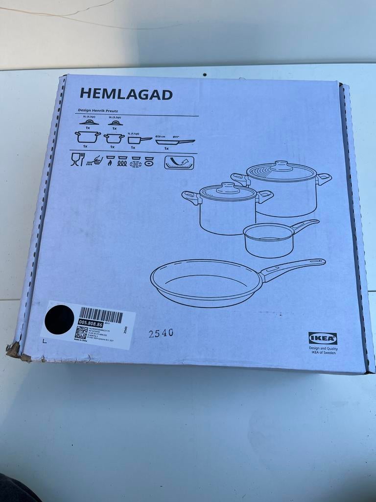 IKEA Hemlagad Pannenset - 4-delig, nieuw in doos, Inductieplaat, Nieuw, Pannenset, Ophalen of Verzenden