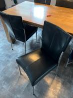 6 Bert Plantagie leren eetkamerstoelen, Huis en Inrichting, Stoelen, Ophalen, Gebruikt, Zwart, Leer