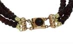 Granaat armband antiek fraai 14k gouden slot dames 3 strengs, Sieraden, Tassen en Uiterlijk, Antieke sieraden, Ophalen of Verzenden
