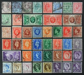 UK : 44 zegels Victoria Edward VII George V,VI, Elizabeth II beschikbaar voor biedingen