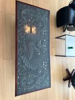 Indonesische salontafel met handgesneden draak en feniks, Ophalen, 50 tot 100 cm, Glas, Minder dan 50 cm