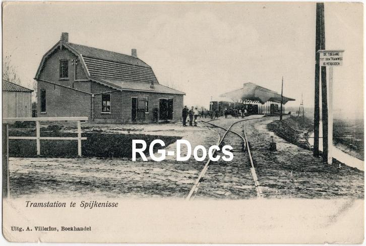Ansichtkaart - Briefkaart Spijkenisse, Tramstation Tram RTM, Verzamelen, Ansichtkaarten | Nederland, Ongelopen, Zuid-Holland, Voor 1920