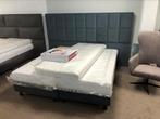 Boxspring Kingsize Velvet stof GRIJS Pocketveer matras NIEUW, Ophalen, Grijs, 180 cm, 200 cm