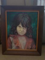 Schilderij huilend meisje in mooie eiken lijst., Ophalen