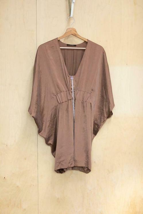 Stefanel italiaans bruine 100% zijden tuniek M 38, Kleding | Dames, Blouses en Tunieken, Zo goed als nieuw, Maat 38/40 (M), Bruin
