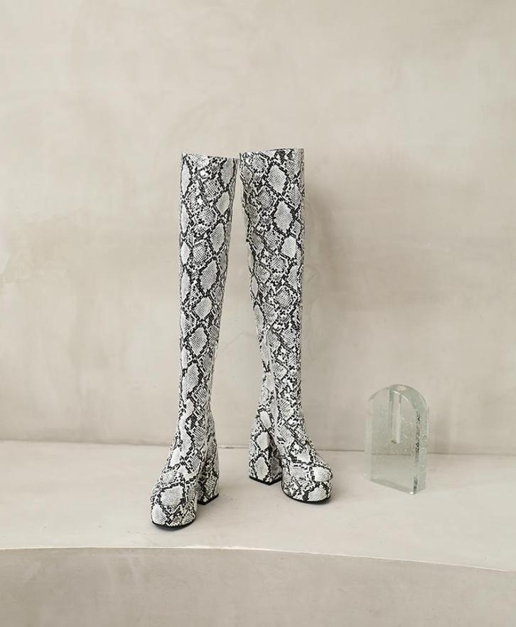 Witte slangen overknee laarzen dames vrouwen hoge laarsjes, Kleding | Dames, Schoenen, Nieuw, Hoge laarzen, Wit, Verzenden