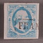 Postzegel Nederland nvph 1 met brede band en franco stempel, Postzegels en Munten, Postzegels | Nederland, Ophalen of Verzenden