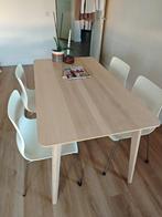 Eettafel Lisabo Ikea 140x78 + 4 witte stoelen, Huis en Inrichting, Ophalen, Gebruikt, 50 tot 100 cm, 150 tot 200 cm