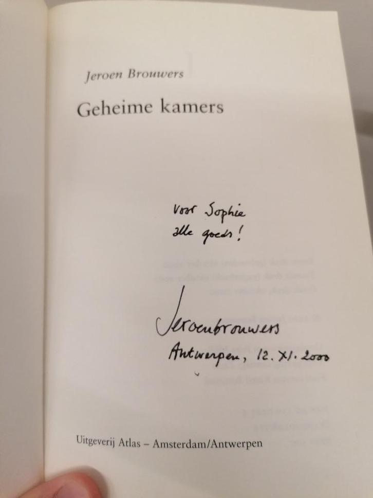 'Geheime kamers' - Jeroen Brouwers gesigneerd, Boeken, Overige Boeken, Gelezen, Ophalen of Verzenden