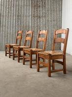 Vintage massief eiken eetkamerstoelen 1950 1960 brutalist, Ophalen