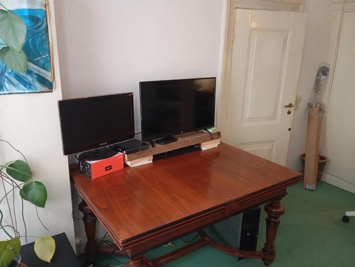 UItschuifbare 6 persoons Franse eettafel, Huis en Inrichting, Tafels | Eettafels, Gebruikt, 50 tot 100 cm, 100 tot 150 cm, Vijf personen of meer