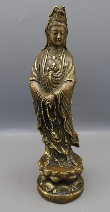 Oosters bronzen Godin Kwan Yin beeld 21 cm GRATIS VERZENDING beschikbaar voor biedingen