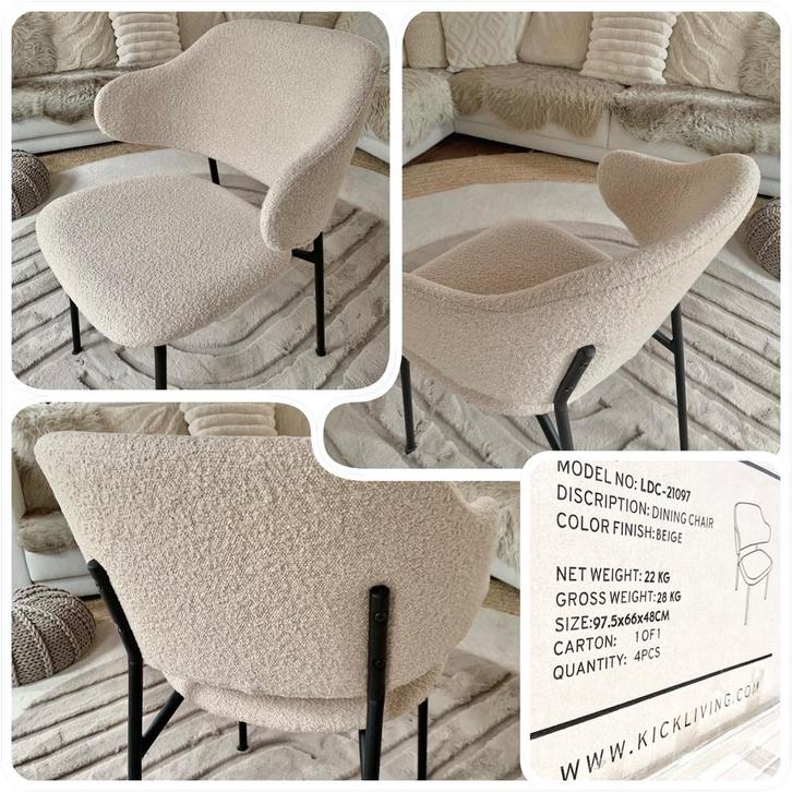 6 Japandi beige - retro eetkamerstoelen - fotoshoot, Huis en Inrichting, Stoelen, Zo goed als nieuw, Vijf, Zes of meer stoelen