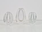 Vintage Set 3 vaasjes scandinavisch design glas ‘60 handmade