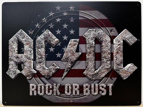 ACDC Rock or bust vlag reclamebord van metaal wandbord, Verzamelen, Muziek, Artiesten en Beroemdheden, Nieuw, Ophalen of Verzenden