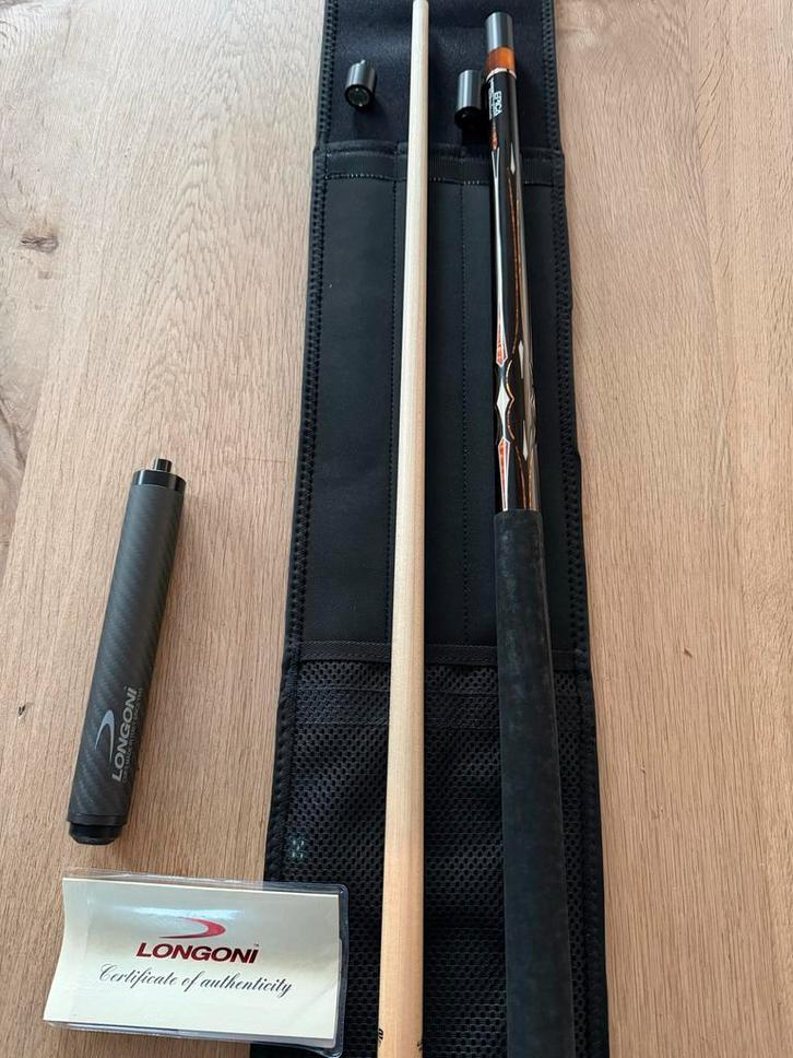 Longoni Epica Biljart Keu met S2 Topeind + Verlengstuk, Sport en Fitness, Biljarten en Poolen, Gebruikt, Keu of Ballen, Ophalen of Verzenden