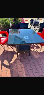 Tafel met glasplaat, Tuin en Terras, Ophalen, 4 zitplaatsen, Kunststof, Gebruikt