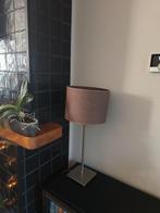 Mooie hoge tafellamp met linnen bruine kap, Ophalen of Verzenden, 50 tot 75 cm