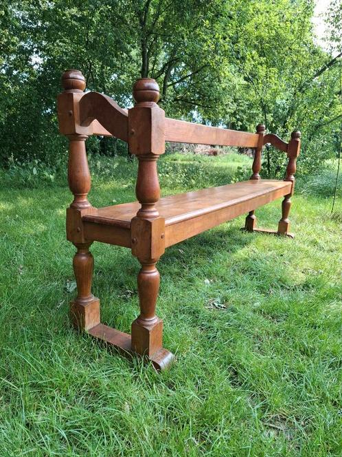 Antieke eikenhouten bank stationsbank halbank eettafel bank, Antiek en Kunst, Antiek | Meubels | Stoelen en Banken, Ophalen of Verzenden